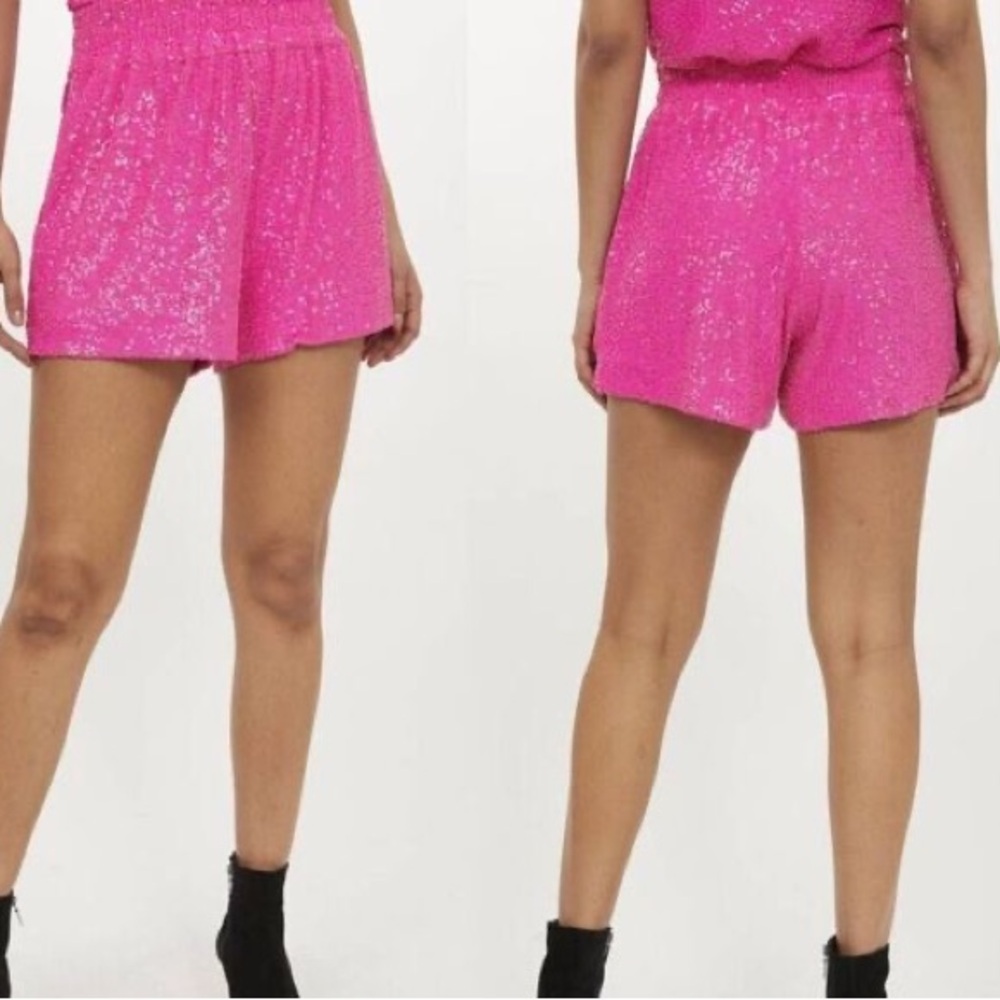 Generation Love Pink Sequin High Waist Shorts